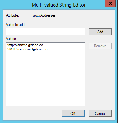 Setting outbound email address in Active Directory